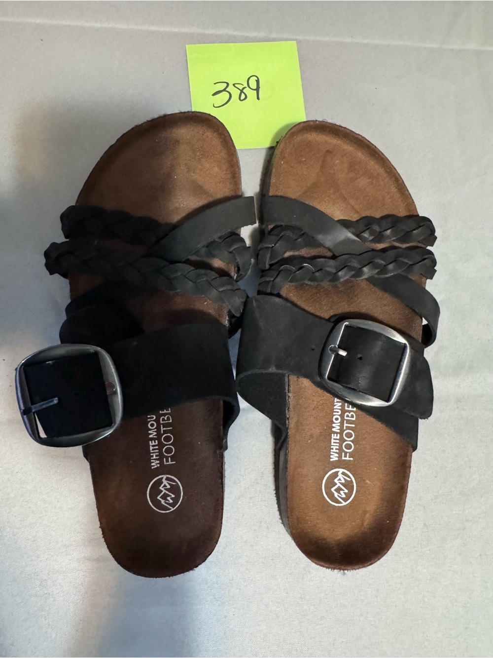 White Mountain Black Braided Buckle Slide Sandals - Women's